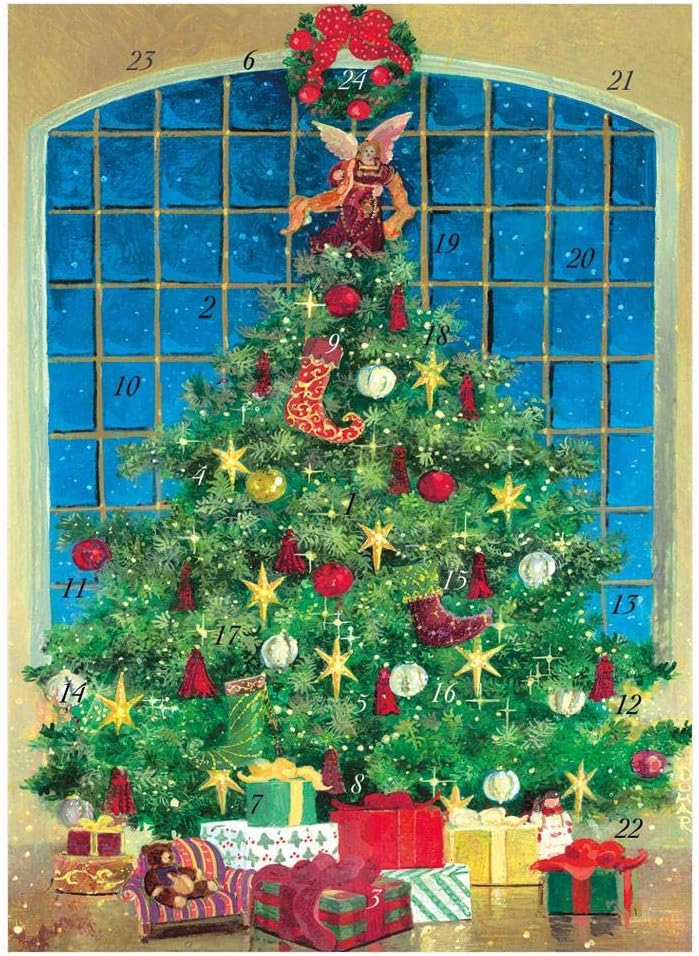 Angel Atop Christmas Tree Advent Card
