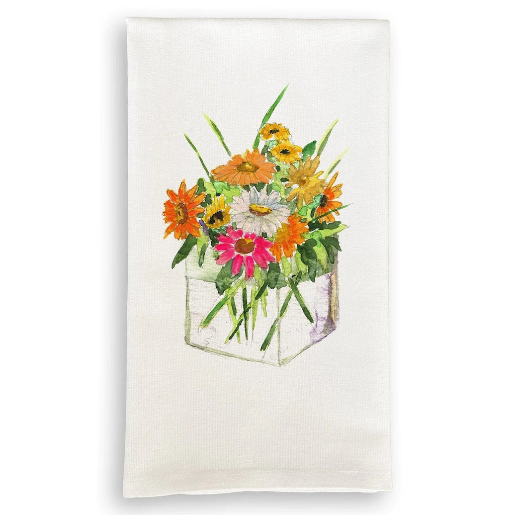 Square Vase with Flowers Dish Towel