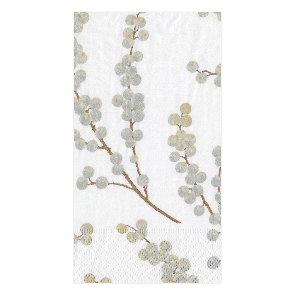 Berry Branches Paper Guest Towel White/Silver