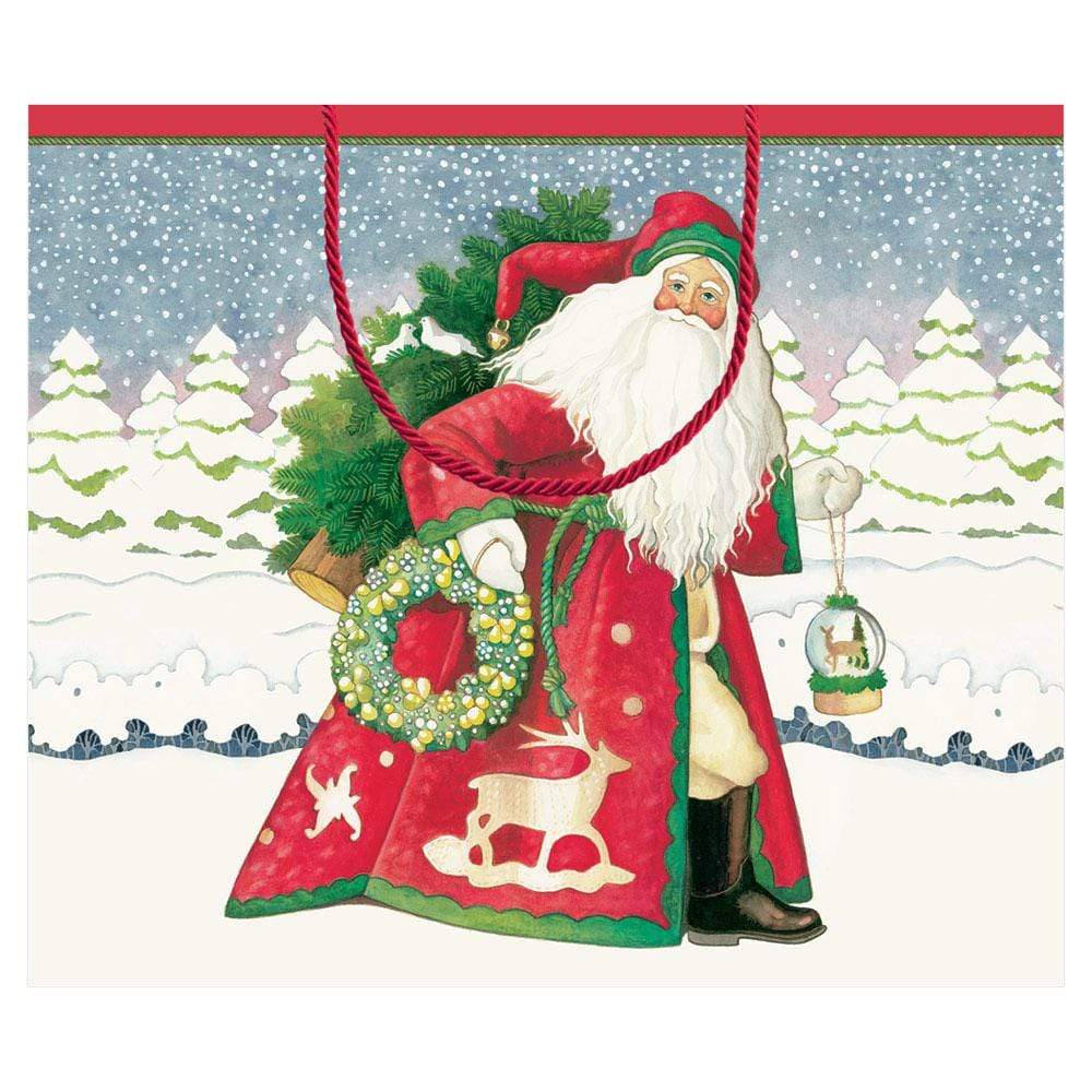 Caspari Snowflake Santa Large Gift Bag