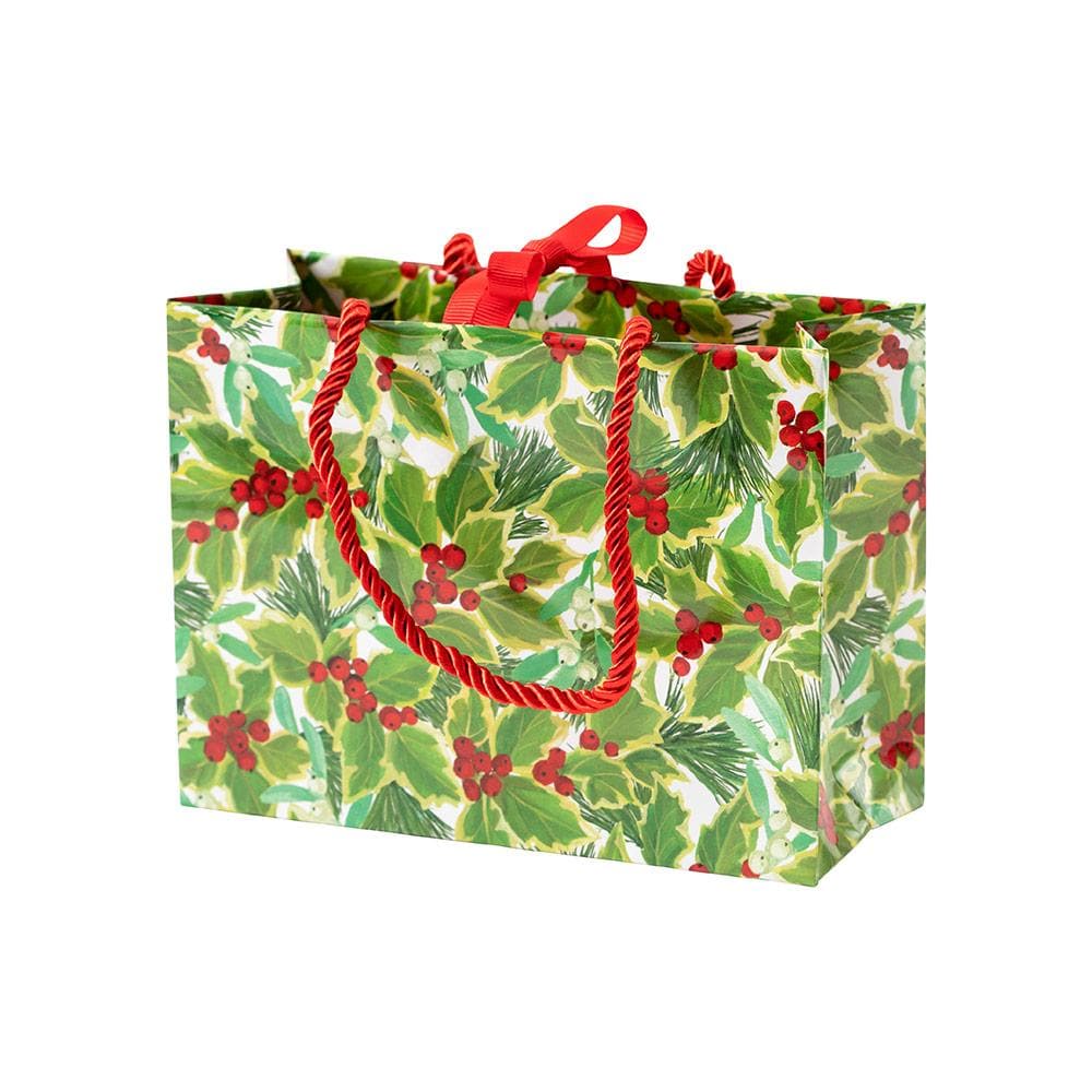Caspari Holly and Mistletoe Small Gift Bag
