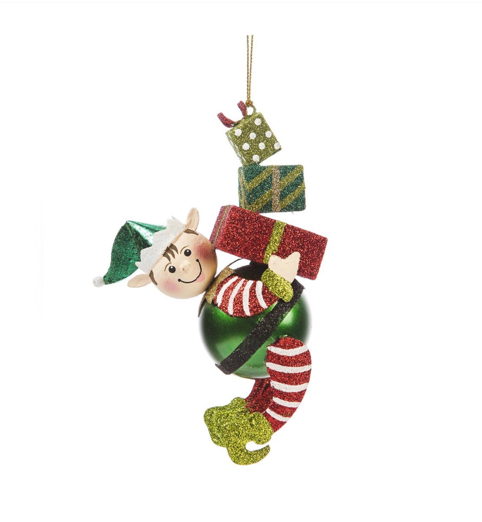 Elf Playing with Gifts Ornament