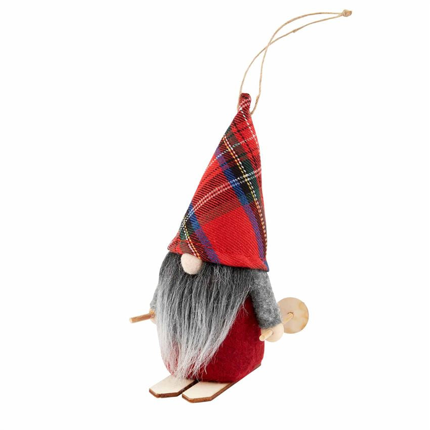 Skiing Gnome Ornament (Red)