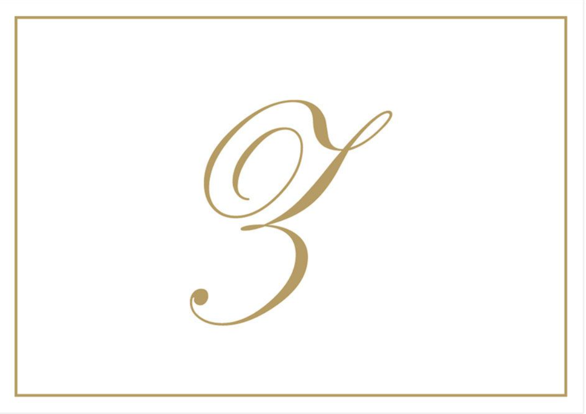 Gold Embossed Initial Boxed Notecards