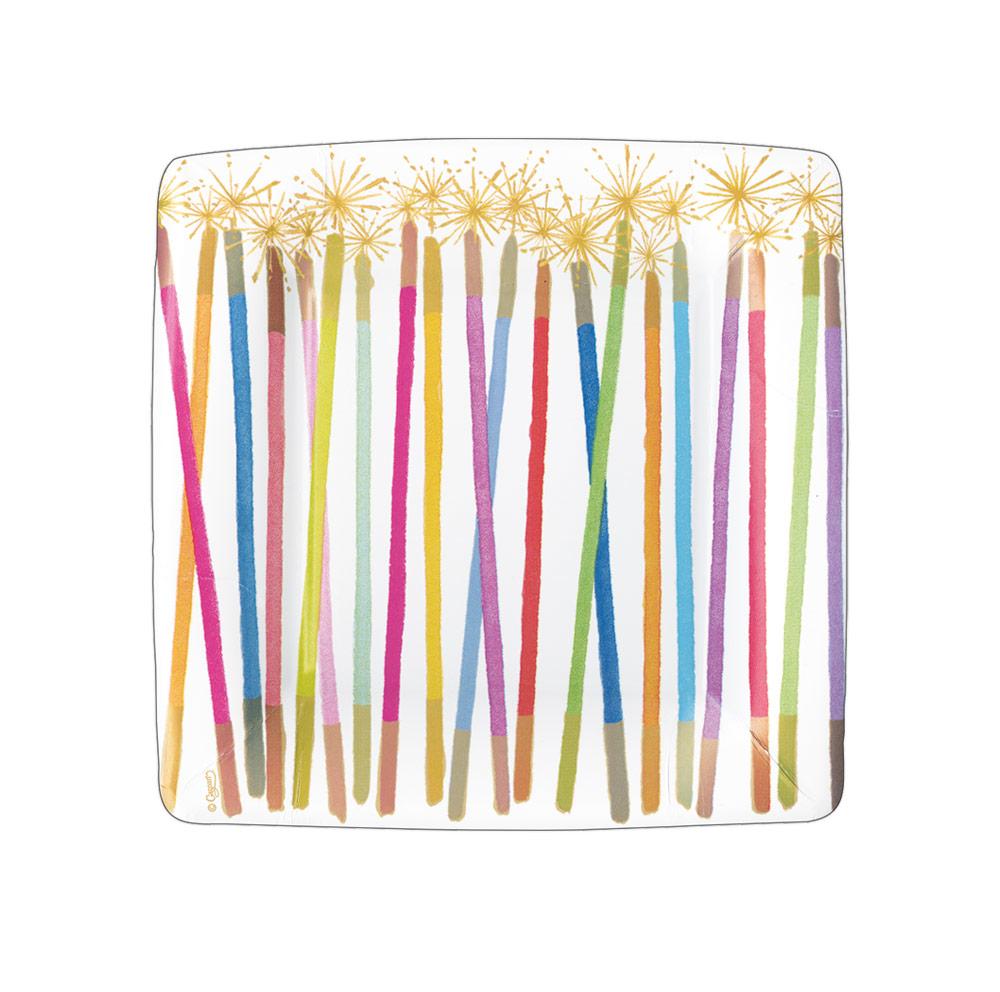 Party Candles Square Paper Salad and Dessert Plate